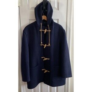 Gloverall Men Duffle Wool Trench Coat 42 Toggle Jacket Made In England Hooded